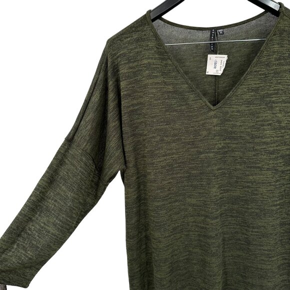 Obsession Women's Plus Size 3X V-Neck Green Sweater Tunic Dolman 3/4 Sleeve Top - Picture 2 of 5